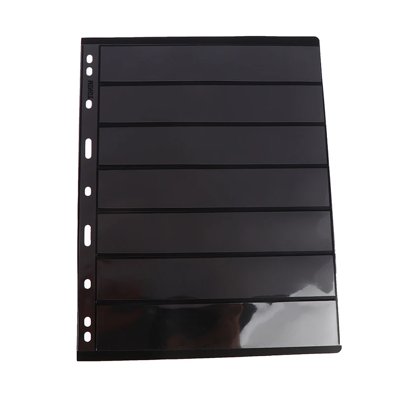 10Pcs 7 Grid Postage Stamp Album Pages Coin Collection Stamps Holder Loose-leaf Plastic Stamp Storage Book
