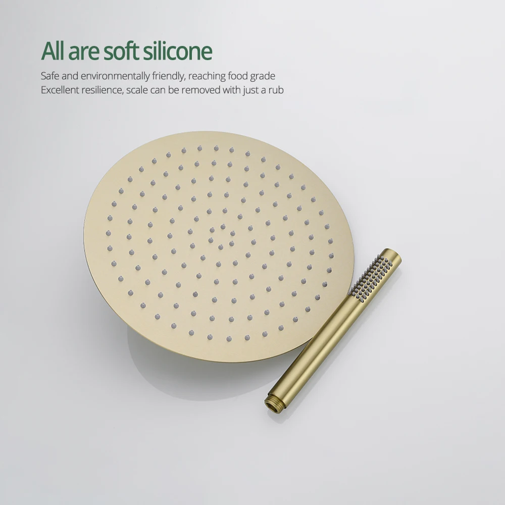 Imagem -03 - Conjunto de Sistema de Chuveiro de Torneira de Banheiro de Ouro Escovado Funções Válvula Desviadora de Chuveiro Redonda 10 12 16 Espaços Torneira de Chuveiro com Banheira