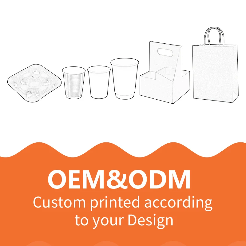 custom.LOKYO Customized 8 10 12 16oz Single Wall Paper Cups Set Takeaway Cup Holder Dispaoble Coffee Tea Packaging with