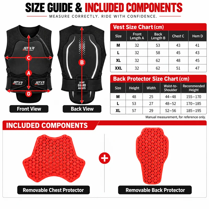 Star Field Knight Motorcycle Rider Armor Vest Chest&Back Protective Vest Summer Breathable High Quality Body Safety Riding Gears