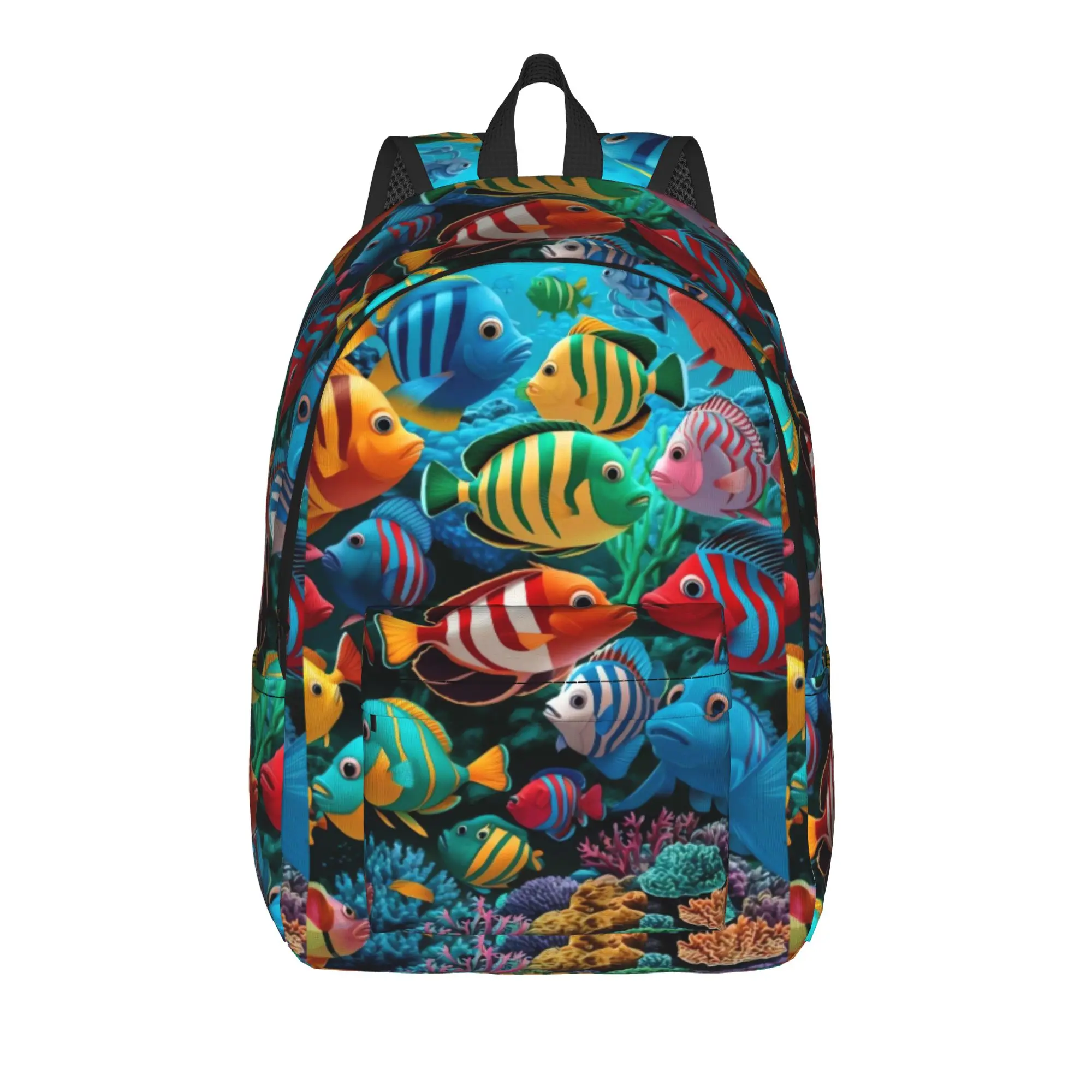 Novel Fun Bright Underwater Tropical Fish Backpack  Travel Backpacks Teen Elegant School Bags Colorful Print Rucksack