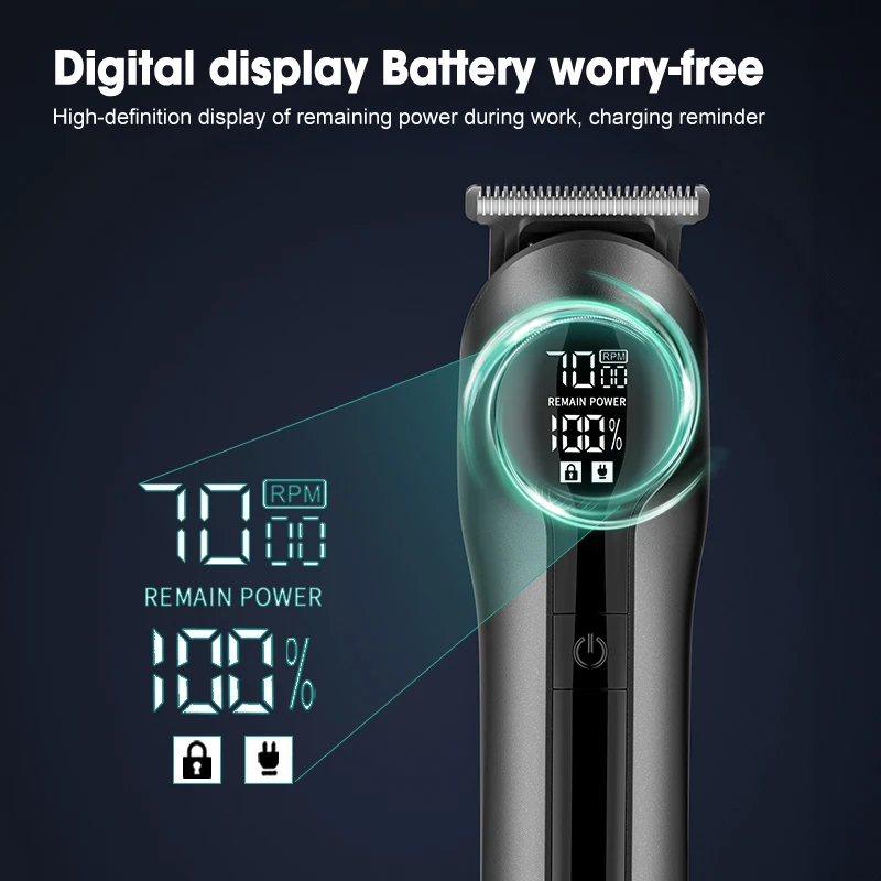 6-in-1 Multi-function Hair Clipper With Digital Display and High Power Nose Hair Shaving Kit Cutting Machine Men's Personal Care