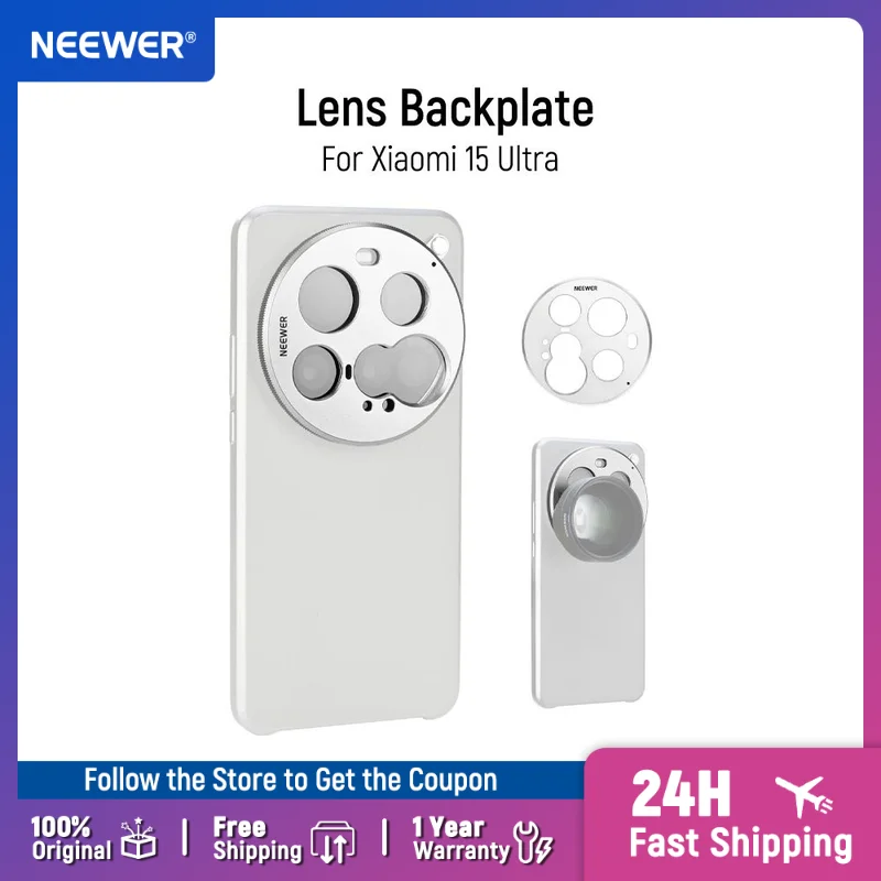 

NEEWER 15 Ultra Lens Backplate Aluminum Alloy 17mm Thread Phone Lens Adapter Holder for Main & Telephoto Cameras