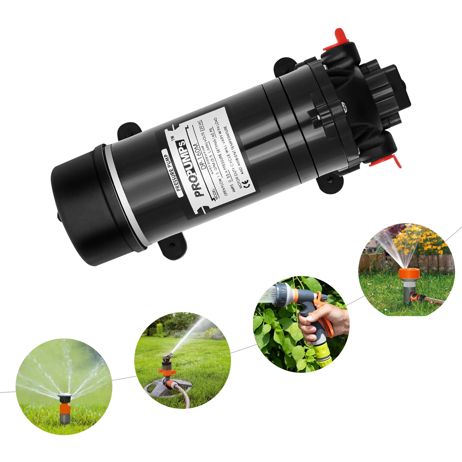Image of Wasserpumpe, 220V Selbstansaugende Hochdruckpumpe, 160 PSI Membranpumpe für Landwirtschaft, Haushalt, Tauchpumpe, Schwarz, Klassisch, Gummi, Stahl, Nylon