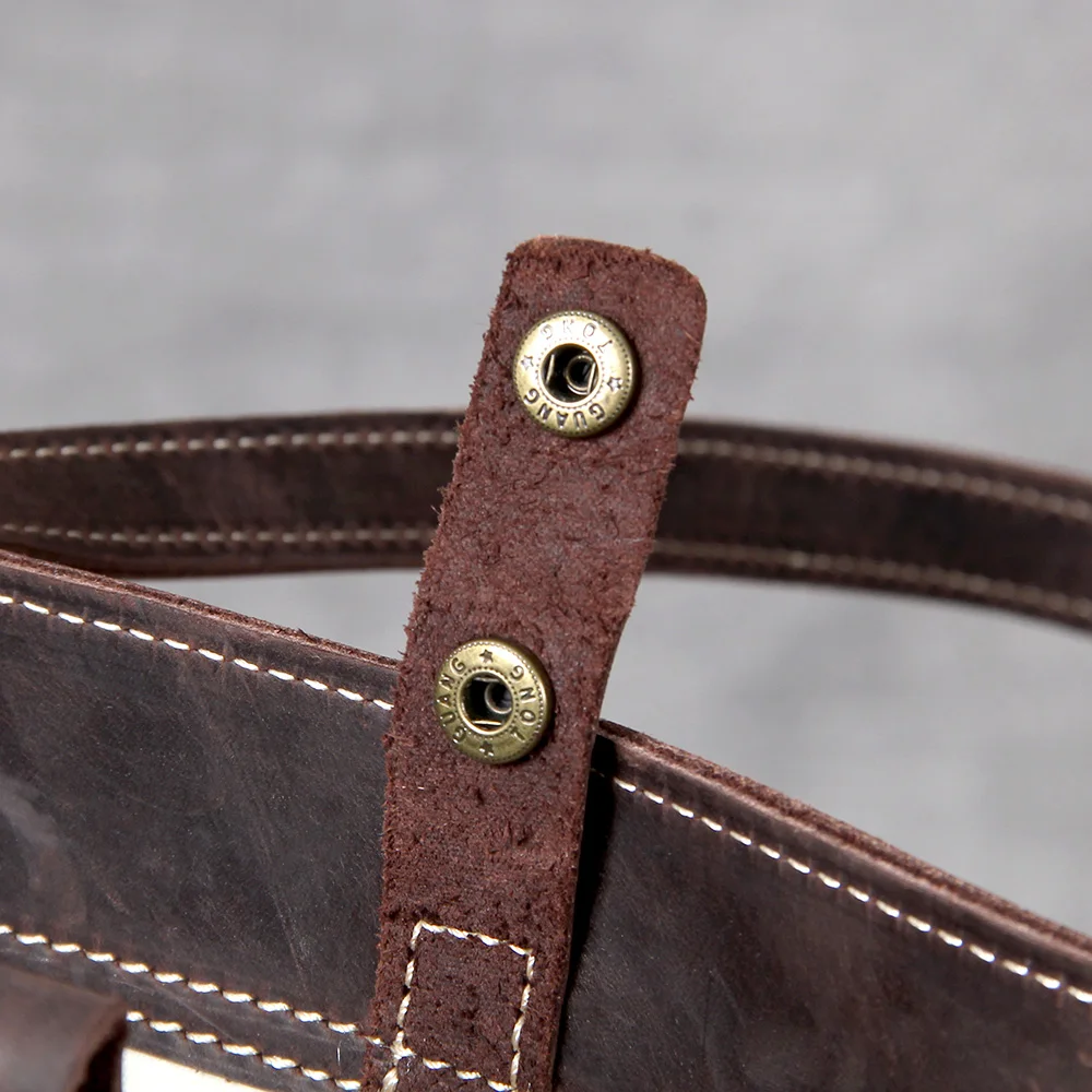 S.WORKER Vollnarbenleder Vintage Schultertasche Große Kapazität Echtleder Laptop-Einkaufstaschen für Frauen – Detail 13