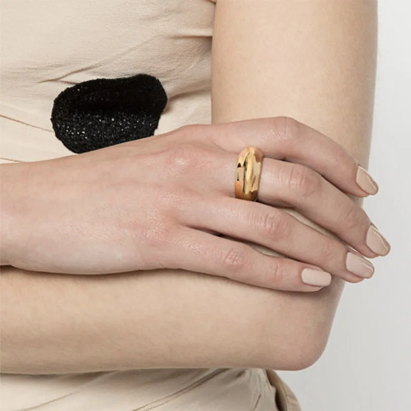 

Кольца WHALEWAVES Anillos Mujer, геометрические глянцевые кольца для женщин, из нержавеющей стали с 18-каратным золотым покрытием, модные украшения в стиле High Street