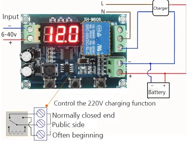 XH-M608 battery charging module meter under voltage overvoltage protection for power amplification module