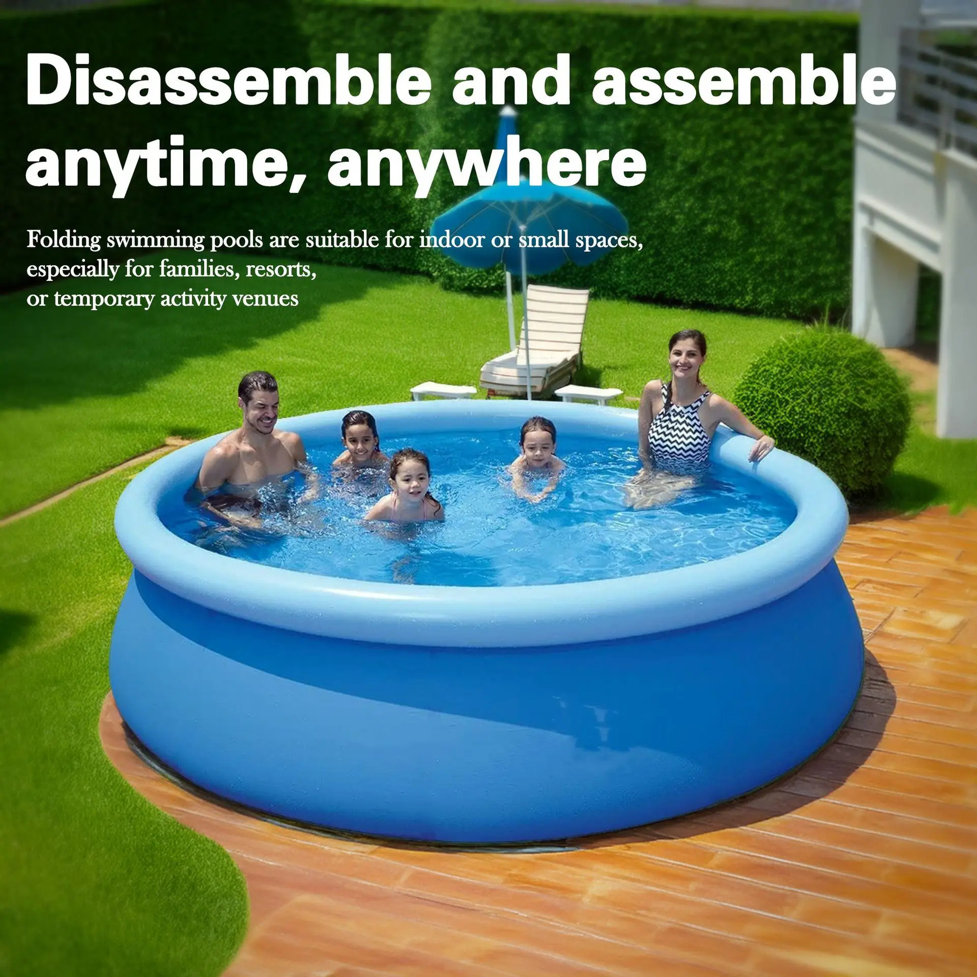Cross-border butterfly inflatable swimming pool square bracket round swimming pool family outdoor large pool bathing and paddlin