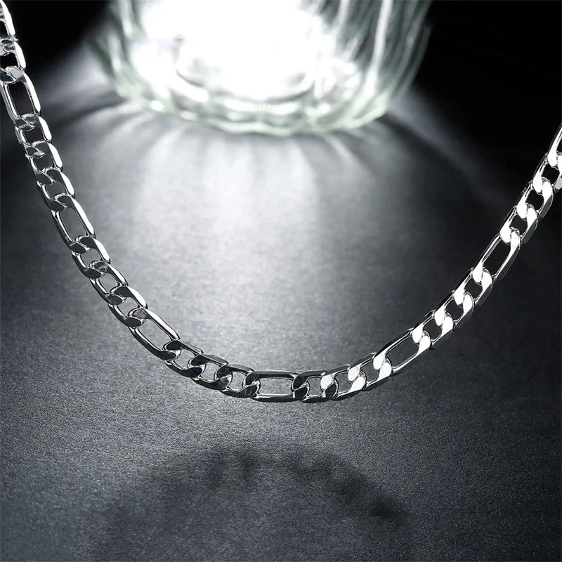 Men\'s 925 Sterling Silver 2MM/4MM/6MM/8MM/12MM Chain Necklace 16-30 Inch for Man Women Fashion Jewelry High End Necklace