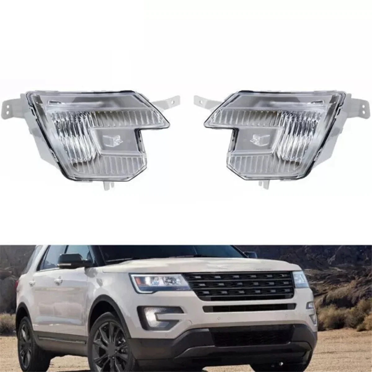 

Daytime Running Light Bumper Fog Lights for Ford Explorer 2016-2018 FB5Z-15201-E FB5Z-15201-D FO2593237 FO2592237