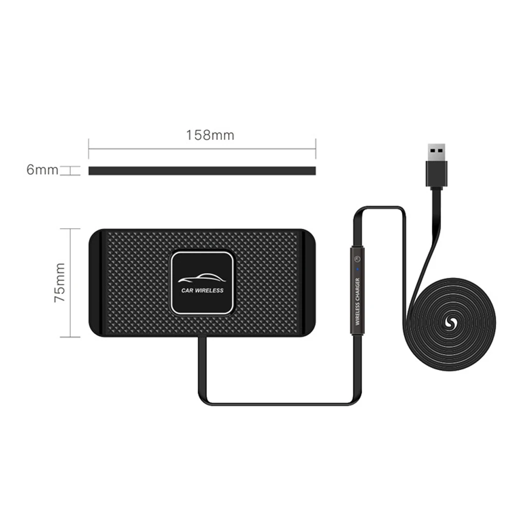 Q1 Car Mobile Phone Wireless Charger Pad Fast Charging Non-Slip Cell Phone Inductive Charging Pad for IPhone Samsung