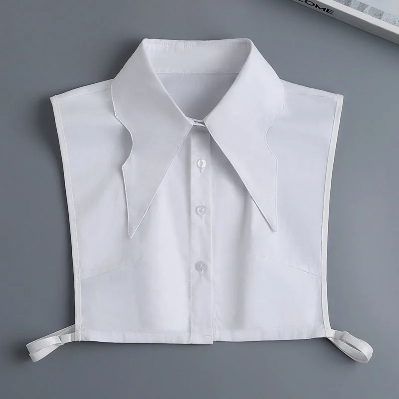 

Women Cotton Fake Collar Blouse Vintage Big Lapel Detachable Shirt False Collar Lapel Blouse Top Women Neckwear Ties Fuax Cols