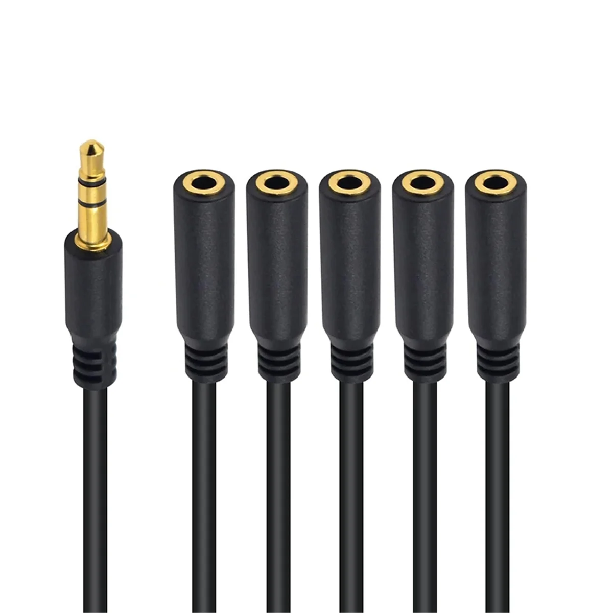 

POP-l3.5mm TRS Male to 5-Port 3.5 Female Jack Headphone Splitter Cable Stereo AUX Audio Adapter for PC TV MP3