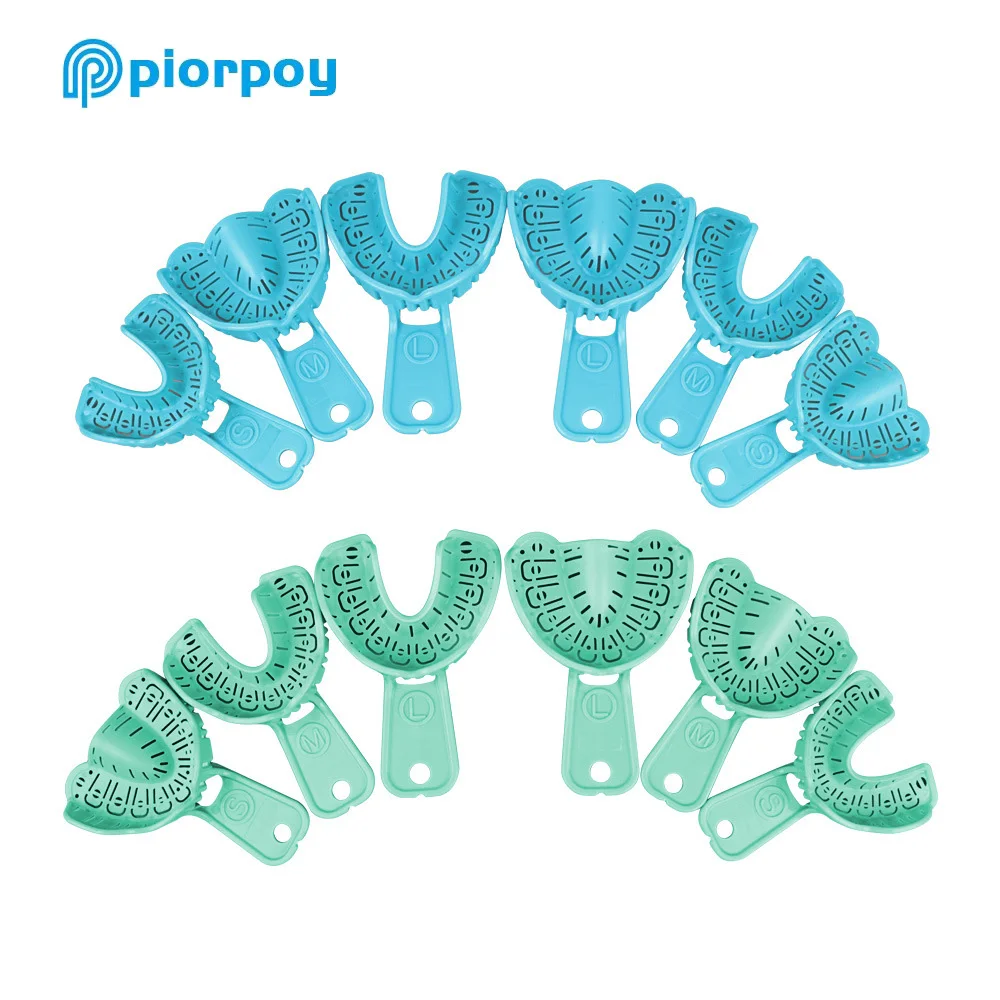 PIORPOY 6 قطعة/المجموعة/المجموعة طقم الانطباع الأسنان صواني أسنان للاستعمال مرة واحدة S/M/L البلاستيك كامل الفم للإزالة قالب جزئي صينية Dipship #2