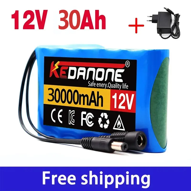 

New 3S2P 12V Portable Rechargeable Li-Ion Battery for LED Lamp Light Outdoor Audio Toy Car - Power Bank with Charger 30000mAh