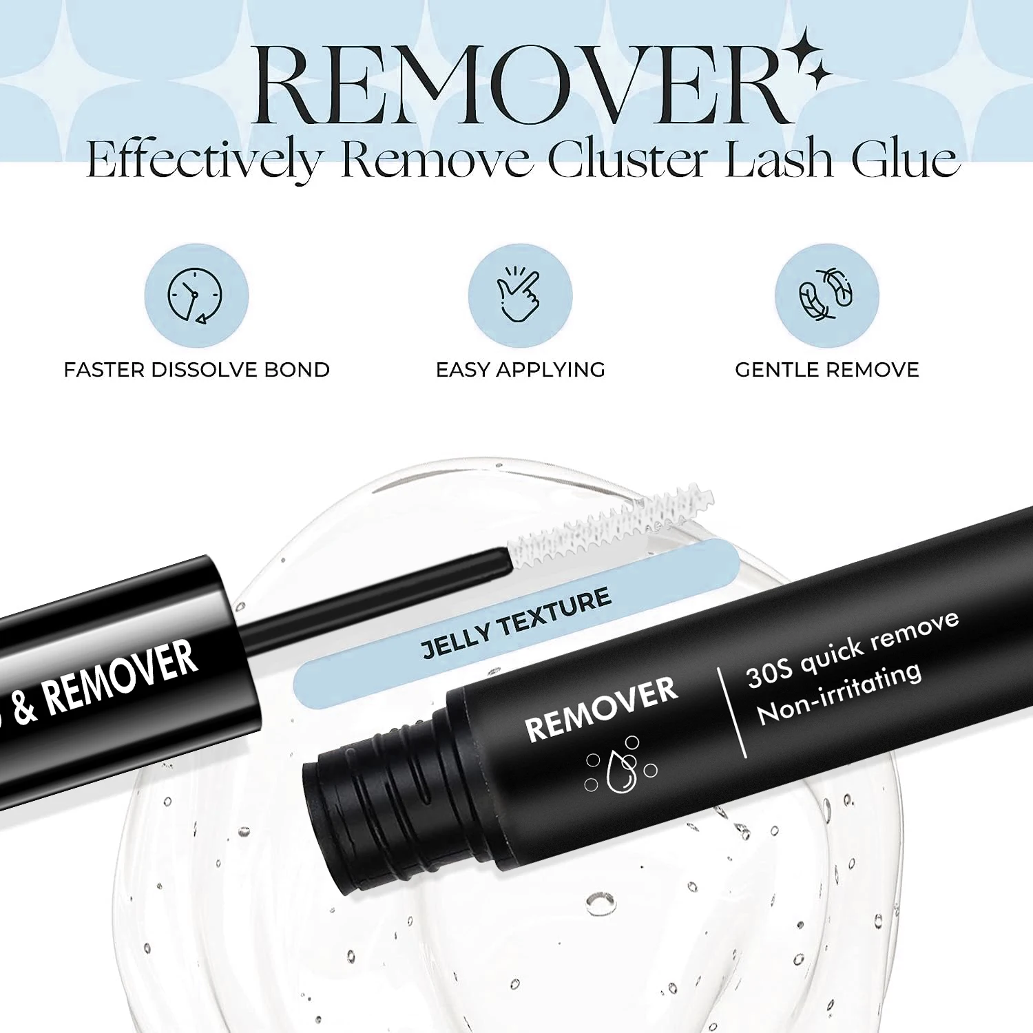 2 in 1 Cluster Lash Glue and Lash Remover  Soothing Non-Irritating Lash Adhesive Super Strong Hold 48 Hours Lash Glue Remover