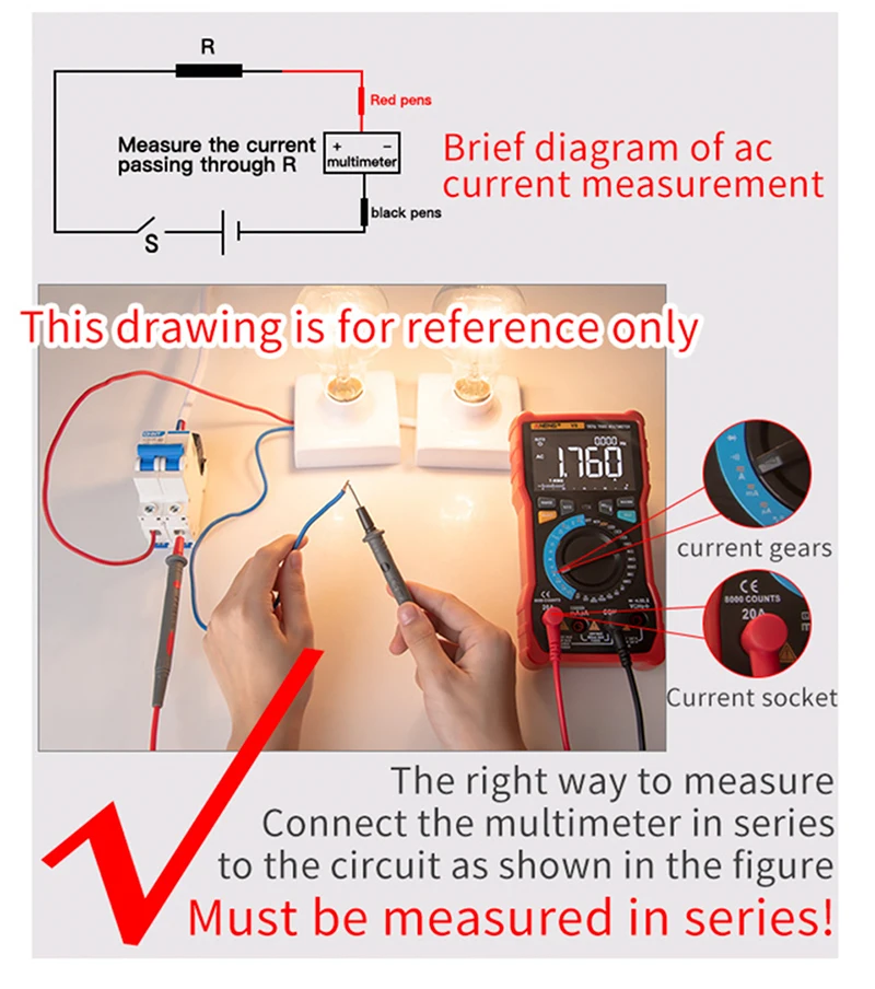 AN101 Mini Digital Multimeter1999 T-RMS AC/DC NCV Capacitance Ammeter Voltmeter Tester Multimetro Digital Profesional Test