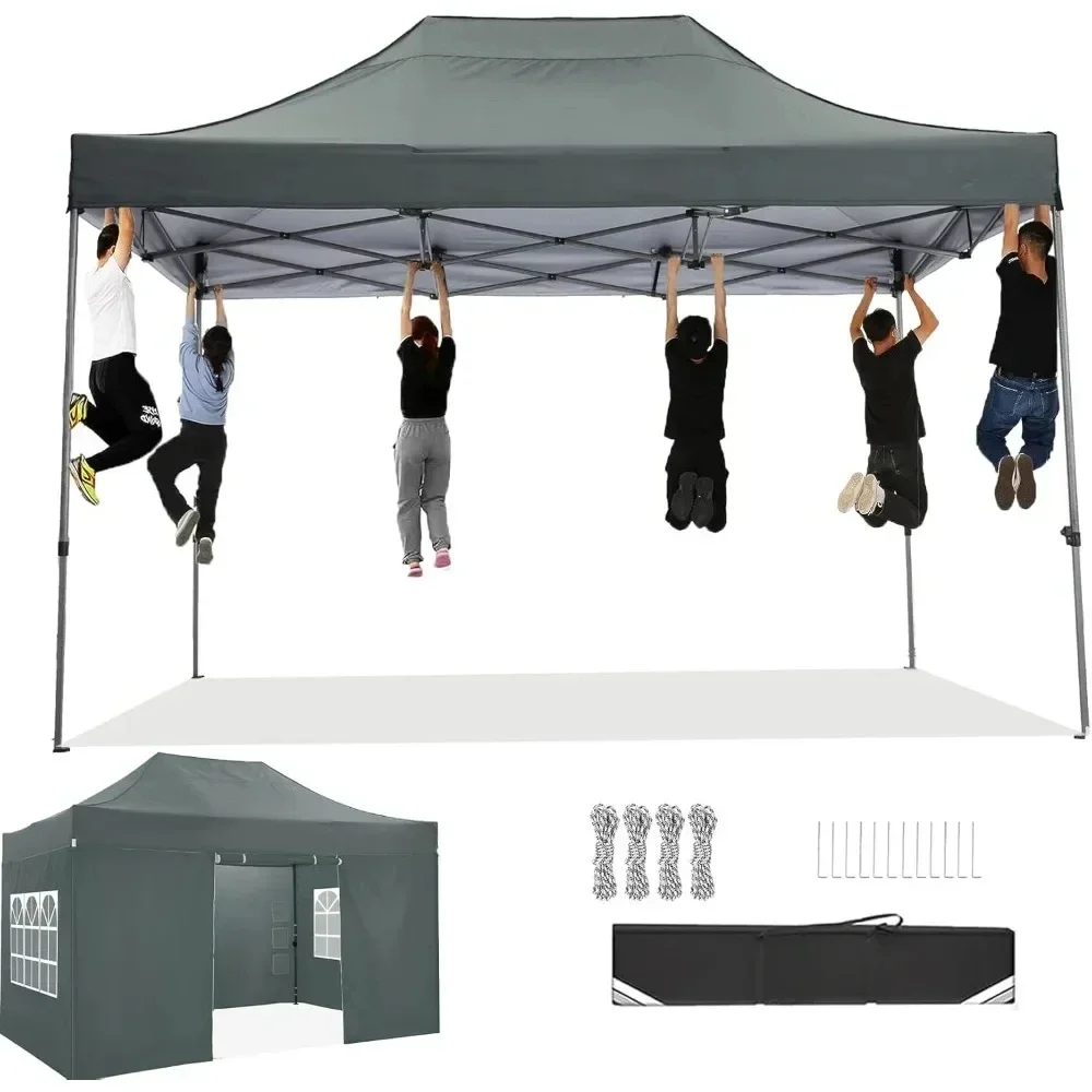 Heavy Duty Pop Up Canopy Tent com 4 Lados para Casamento, Comercial Outdoor Canopy, Tendas de Festa, Vento Toda a Temporada, 10x15