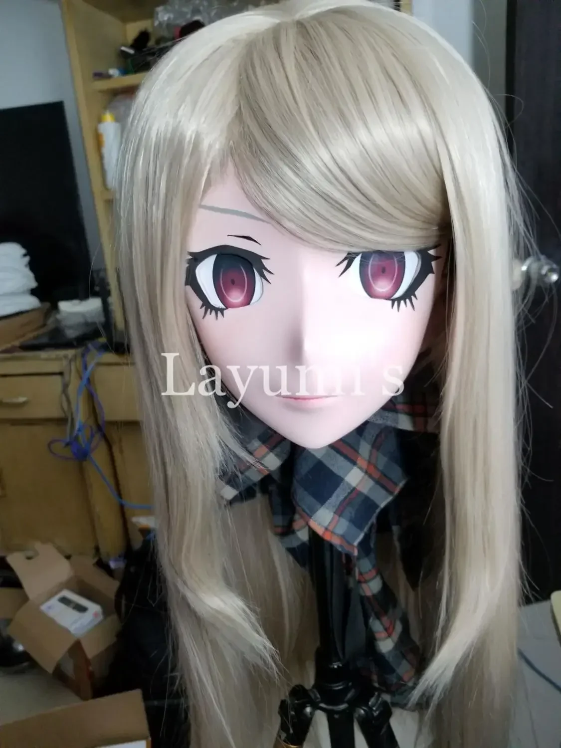 Máscara de silicona de cabeza completa hecha a mano, mascarilla de Cosplay Kigurumi, muñeca de Crossdresser, Anime de dibujos animados de Japón, JW-Mask06