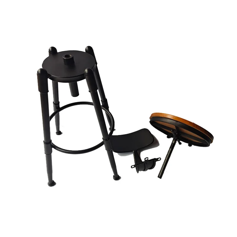 Industrial style solid wood bar bar chair wrought iron retro rotating lift chair Amazon foreign trade