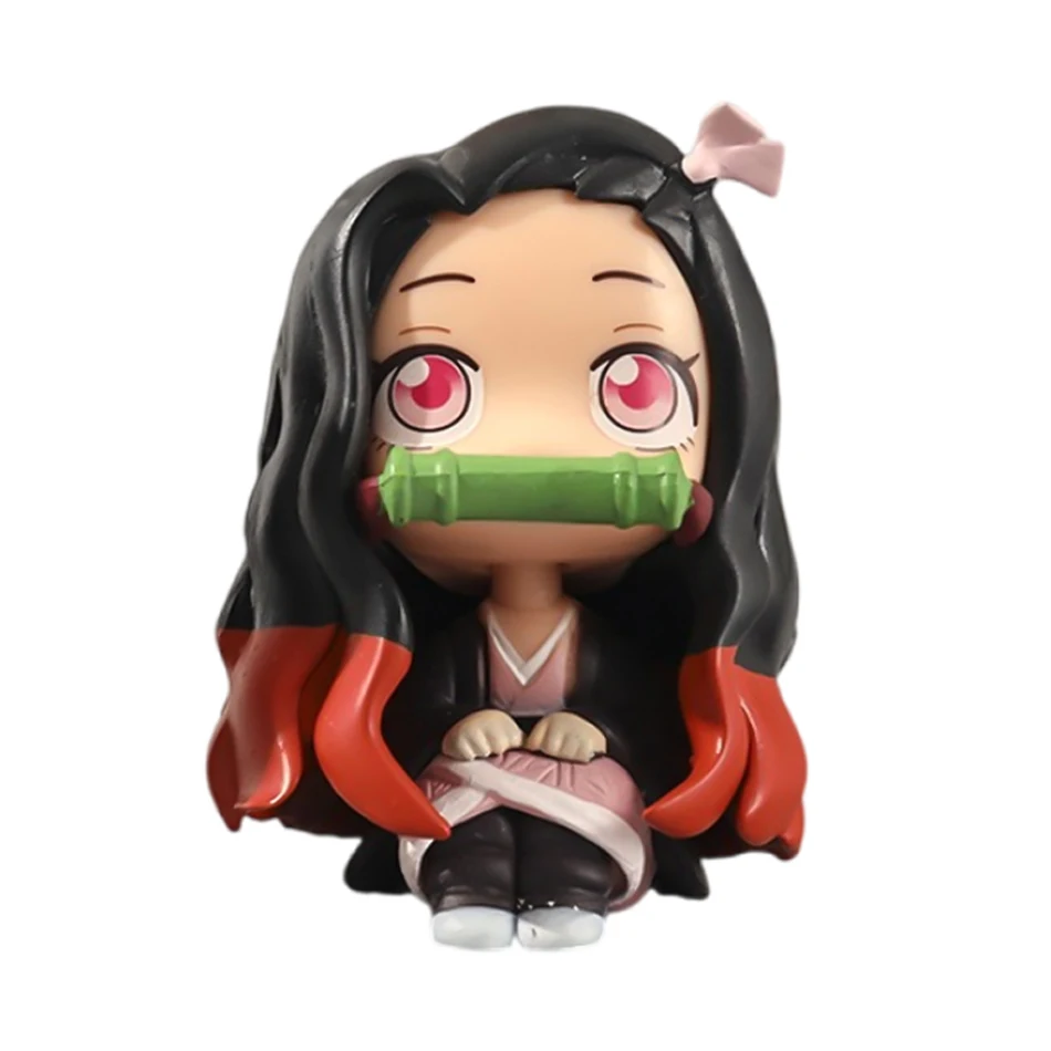 Anime 8/9 cm Nette Q Versão Dämon Slayer Acchion Figur Sentada Tanjiro Kamado Nezuko PVC Acchion Modell Kind und Y techniek ft – Detail 4