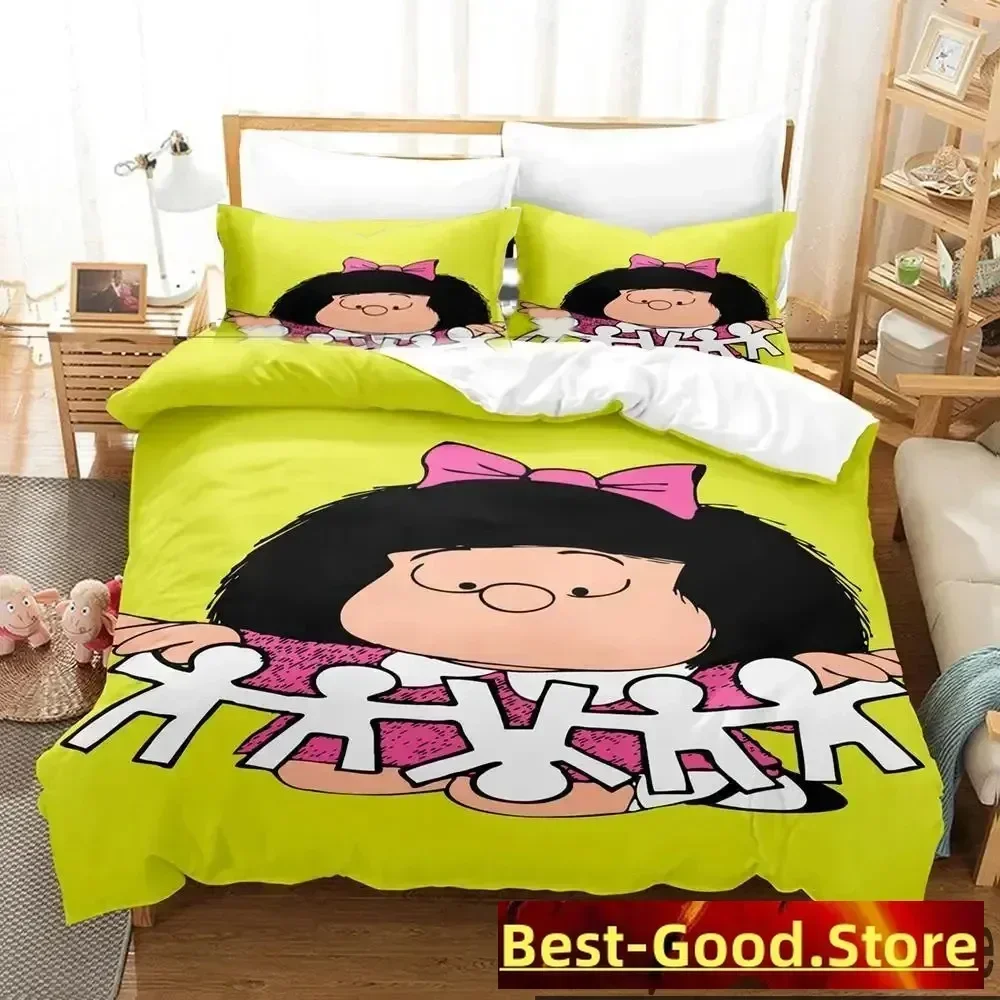 3D Print Mafalda Bedding Set Printed Bed Set With Pillowcase Bed Duvet Cover Soft Single Double Queen Super King Size boys Adult