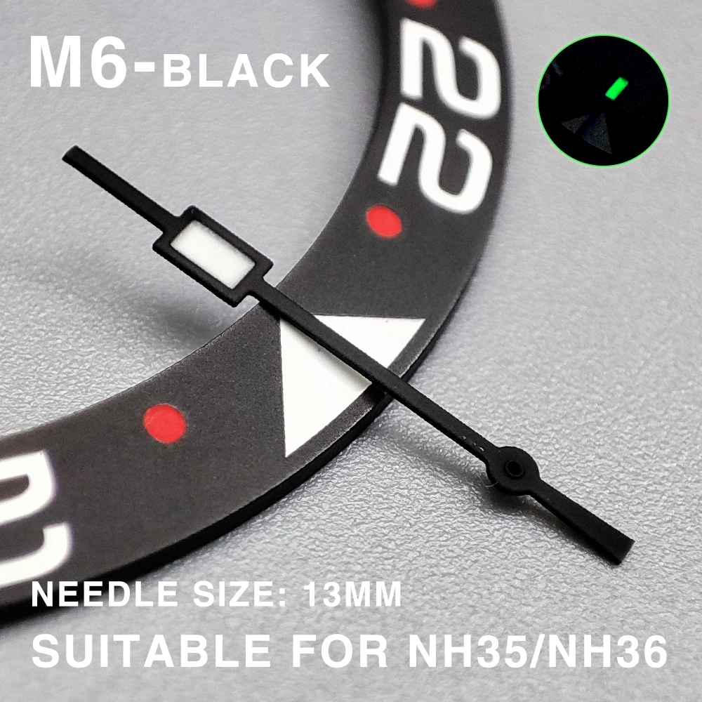 Modified Accessory NH35 Watch Needle Green Luminous Square Second Hand Replacement Parts for NH35/NH36/4R Movement