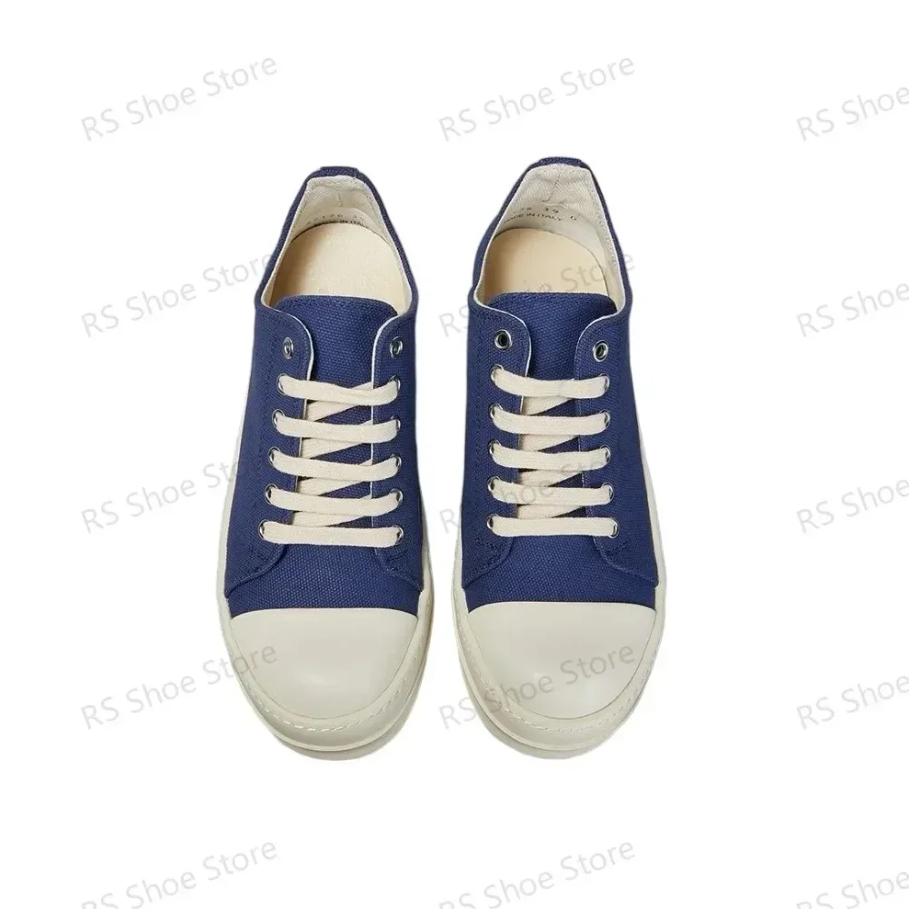 

Ro Luxury Men Casual Shoes Blue Canvas Low Top Shoe Classic Design Sneaker Thick Sole Lace Up Luxury Women Sneakers