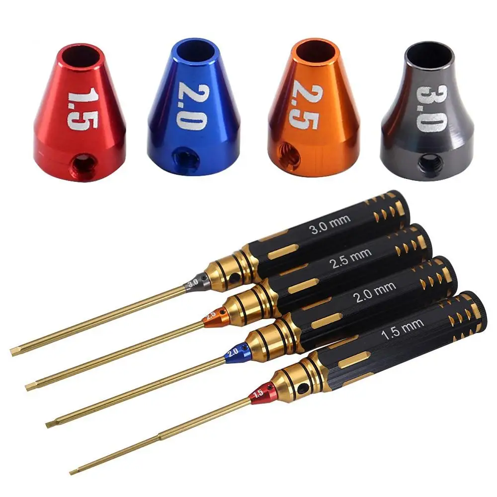 

4pcs/set Titanium Plating 1.5mm/2mm/2.5mm/3mm Hexagon Screwdriver Screw Driver Tool Marking For Rc Model Car Boat Airplane