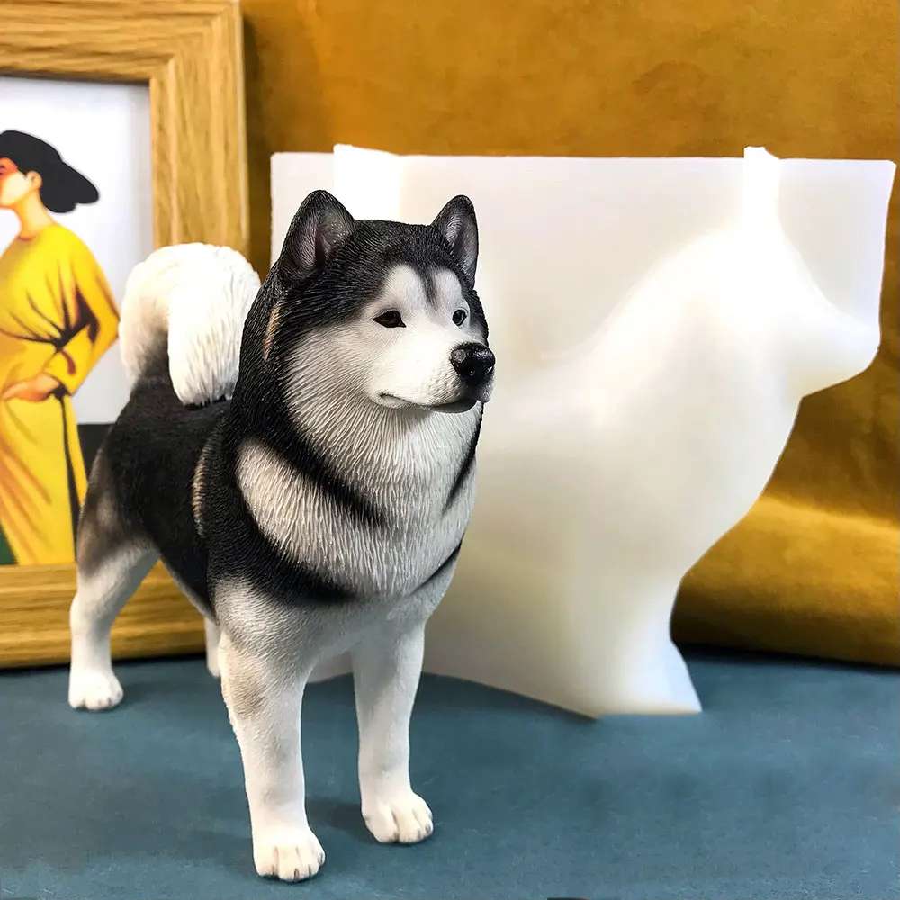 

Силиконовая форма из эпоксидной смолы аляскинского маламута, 3D тварина, собака, гипсовая форма, сделай сам, украшение для дома, любители собак