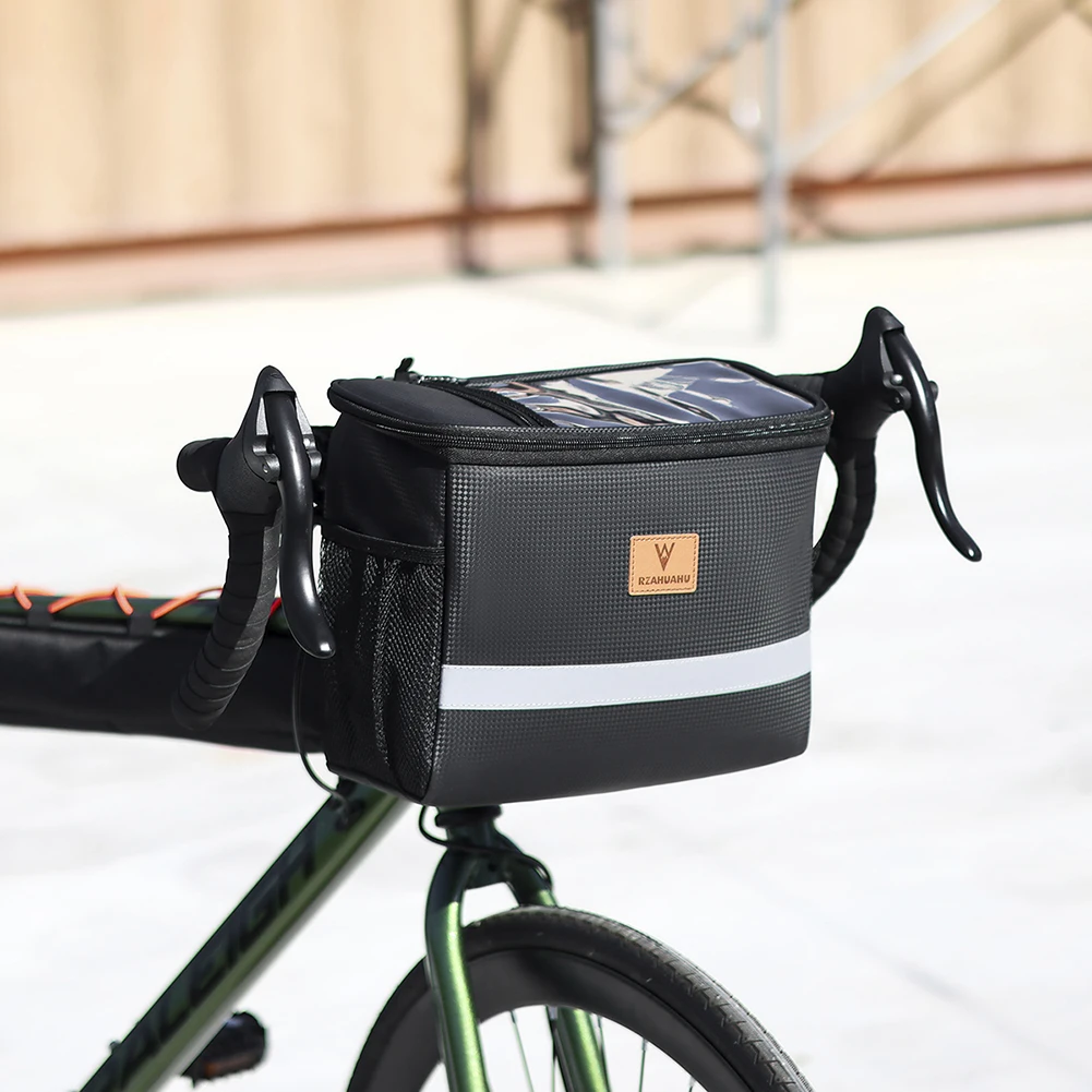 

Сумка на руль телефона 8L, большая вместительная сумка для хранения на велосипеде с сенсорным экраном, водонепроницаемая, со светоотражающей полосой, для горных и шоссейных велосипедов