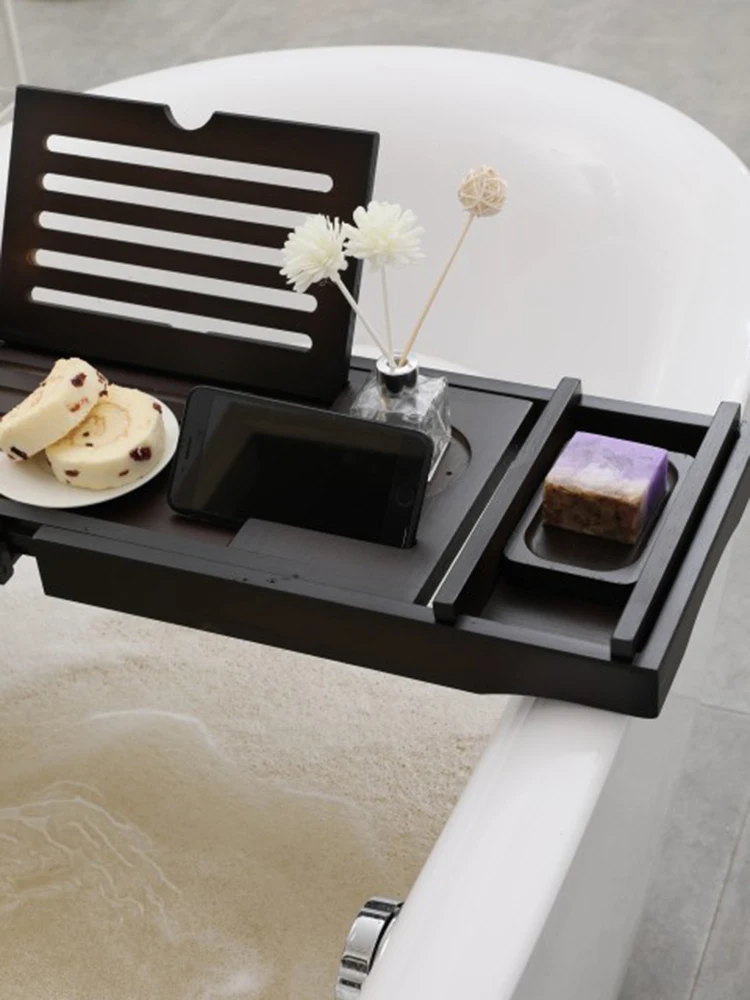 Hotel light luxury bathtub rack, retractable bathtub shelf, non-slip bathtub tray, bath rack, bamboo bracket