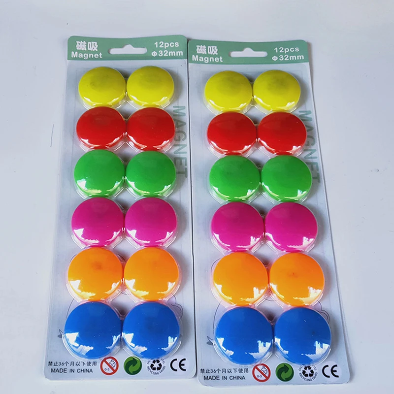 12Pcs Colorful Fridge Magnets Circular Refrigerator Office Magnet Sticker for Gifts Calendar Whiteboard Home Decoration