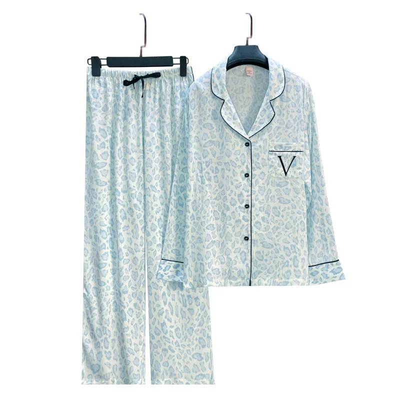 High Quality Sleepwear Pajamas for Women\'s Spring Autumn Long Sleeved Home Wear 2-piece Set Nightwear sleepwear women