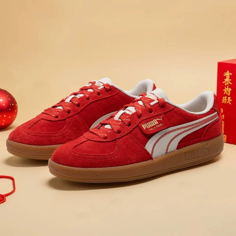 PUMA Red Off White Suede Gum Sole Palermo Retro Low Top Casual Skate Sneakers 401856-01