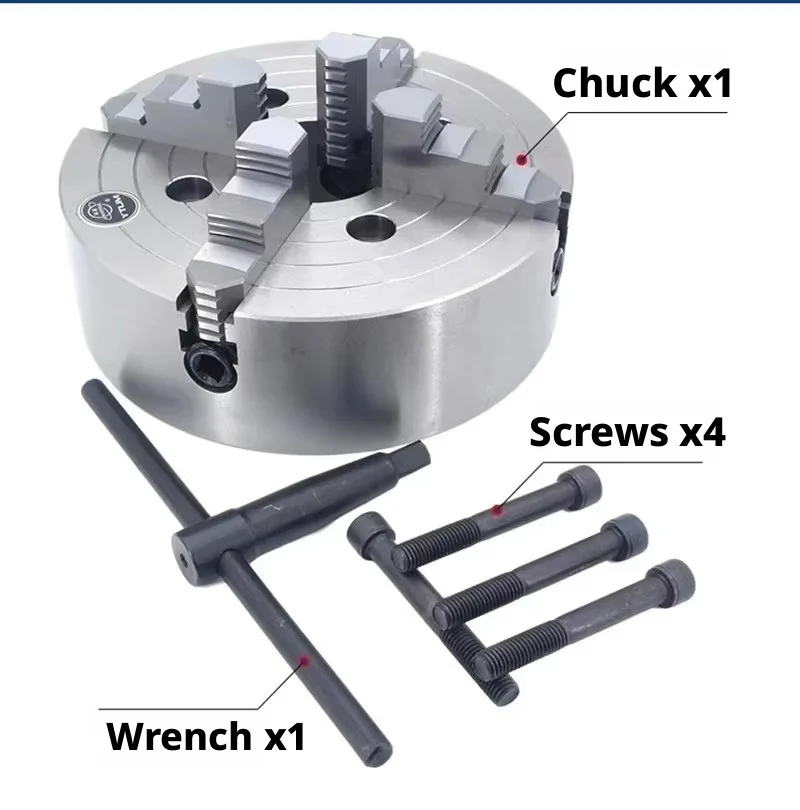 Four Jaw Single Action Chuck K72 125mm 30 Through-hole, 7-57mm Positive Jaw 48-125mm Reverse Jaw, Lathe Manual Chuck