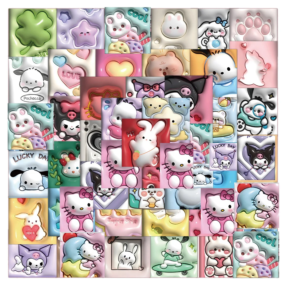 10/30/60pcs Sanrio Series Cartoon Stickers Cute Hello Kitty Kuromi Pochacco Graffiti Decals Phone Scrapbook Guitar Sticker Toys