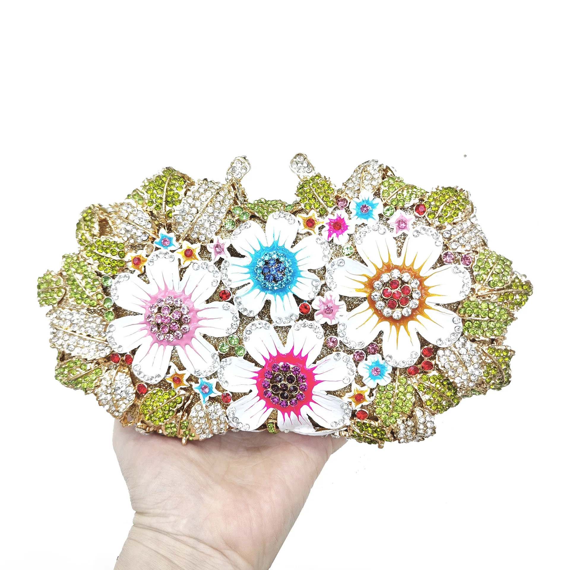 กระเป๋าคลัทช์คริสตัลรูปดอกไม้ส - Women Bags Green บทวิจารณ์และราคา