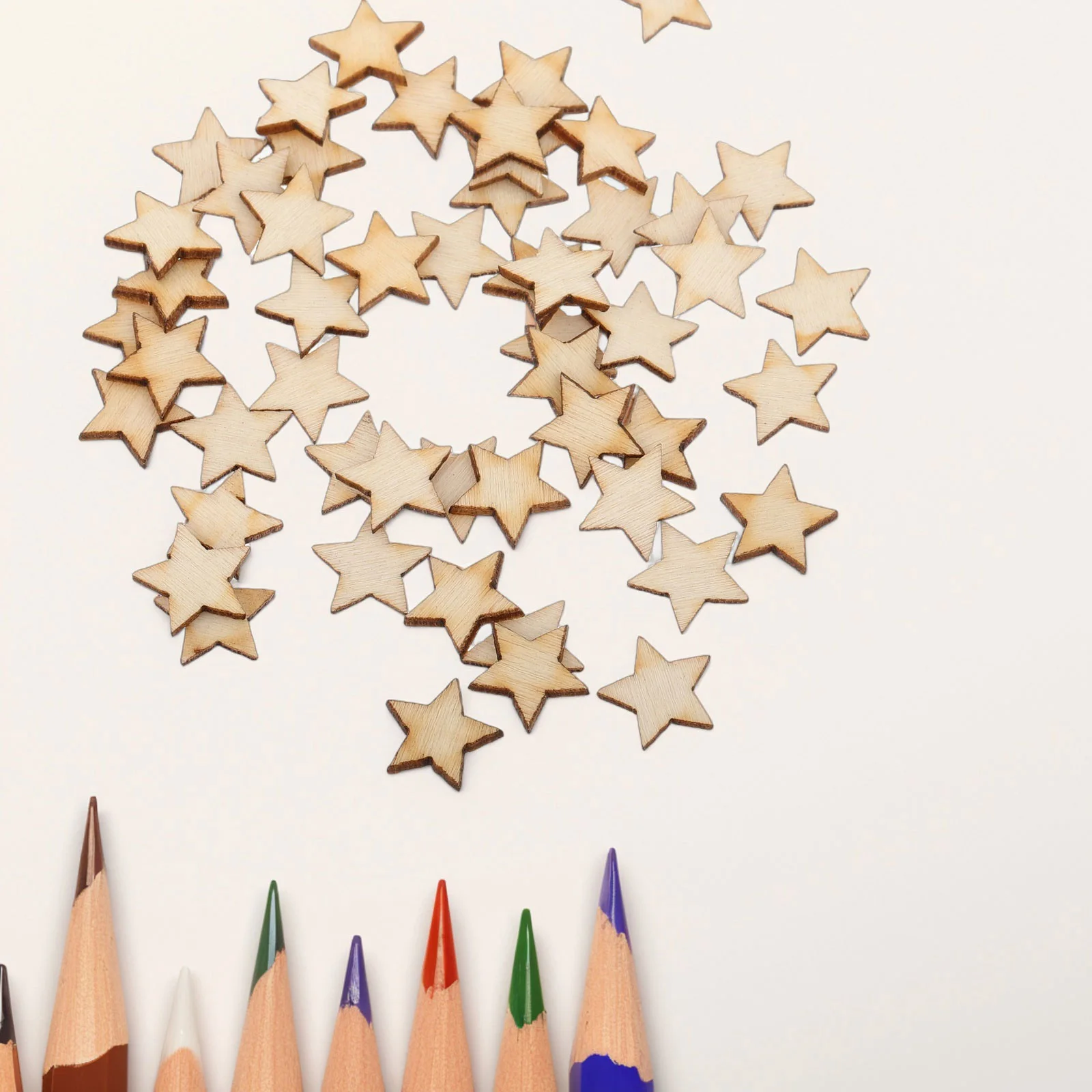 

50Pcs Natural Wood Stars Unfinished Star Cutouts for DIY Crafts Painting Christmas Ornaments Wedding Party Decor