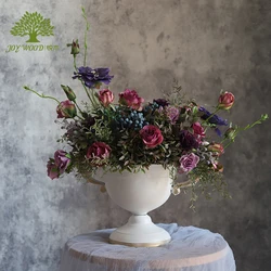 Angel retro white wrought iron flower French large flower wedding banquet table flower flower decoration vase