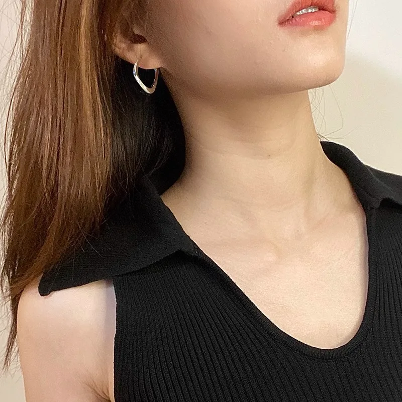VENTFILLE 925 Sterling Silver Geometry Hoop Earring for Women Minimalism Classic Office Versatile Fashion Jewelry Gift Dropship