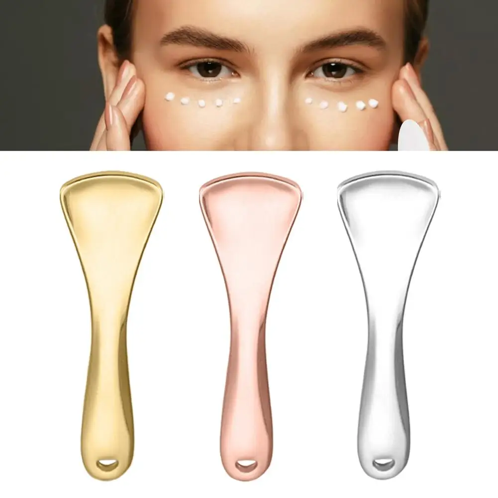 1pcs Metal Zinc Mini Cosmetic Spatula Curved Scoop Mask Eye Body Makeup Spoon Face Stick Gold Cream Silver Makeup Tools Cre S3P6