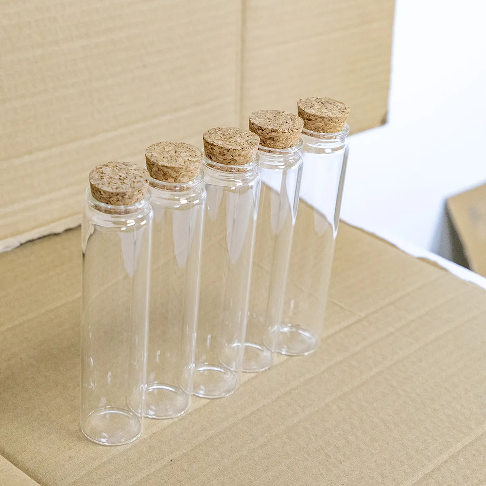 6pcs/Lot 125ml 37*150mm Small Glass Bottle Stopper Corks Glass Jars Storage Tiny Spice Test Tube Candy Containers Vial