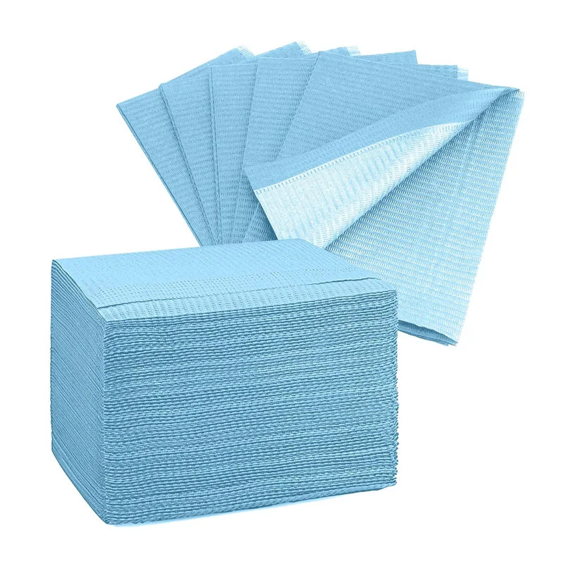 

Стоматологические нагрудники, 500 шт., 13 x 18 дюймов, синие одноразовые нагрудники для пациентов, 3-слойные водонепроницаемые бумажные нагрудники для маникюрного салона, клиники, тату-магазин