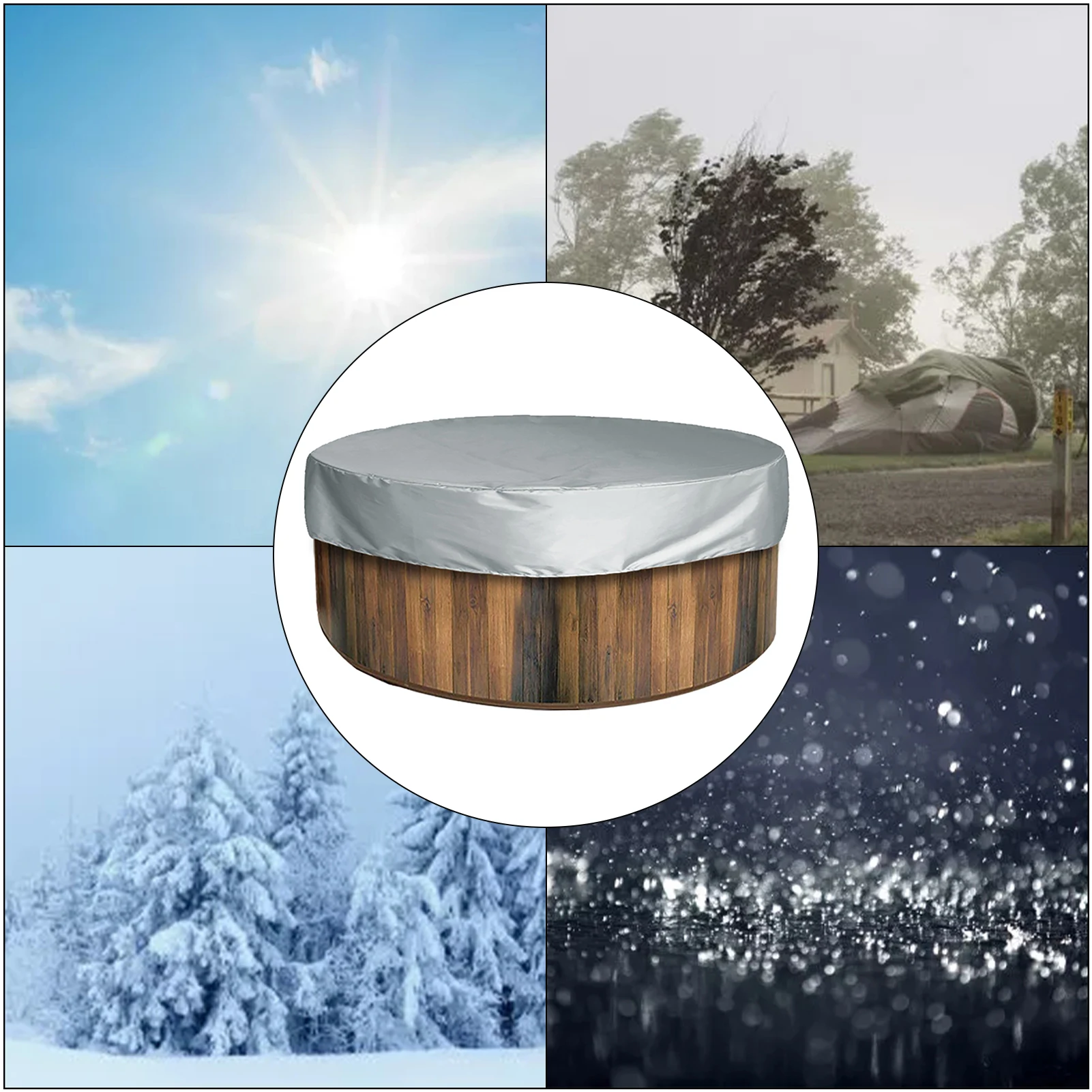 Hot Tub Cover Round Pool Cover Dustproof UV Resistant Swimming Pool Cover Outdoor Spa Protector Furniture Covers