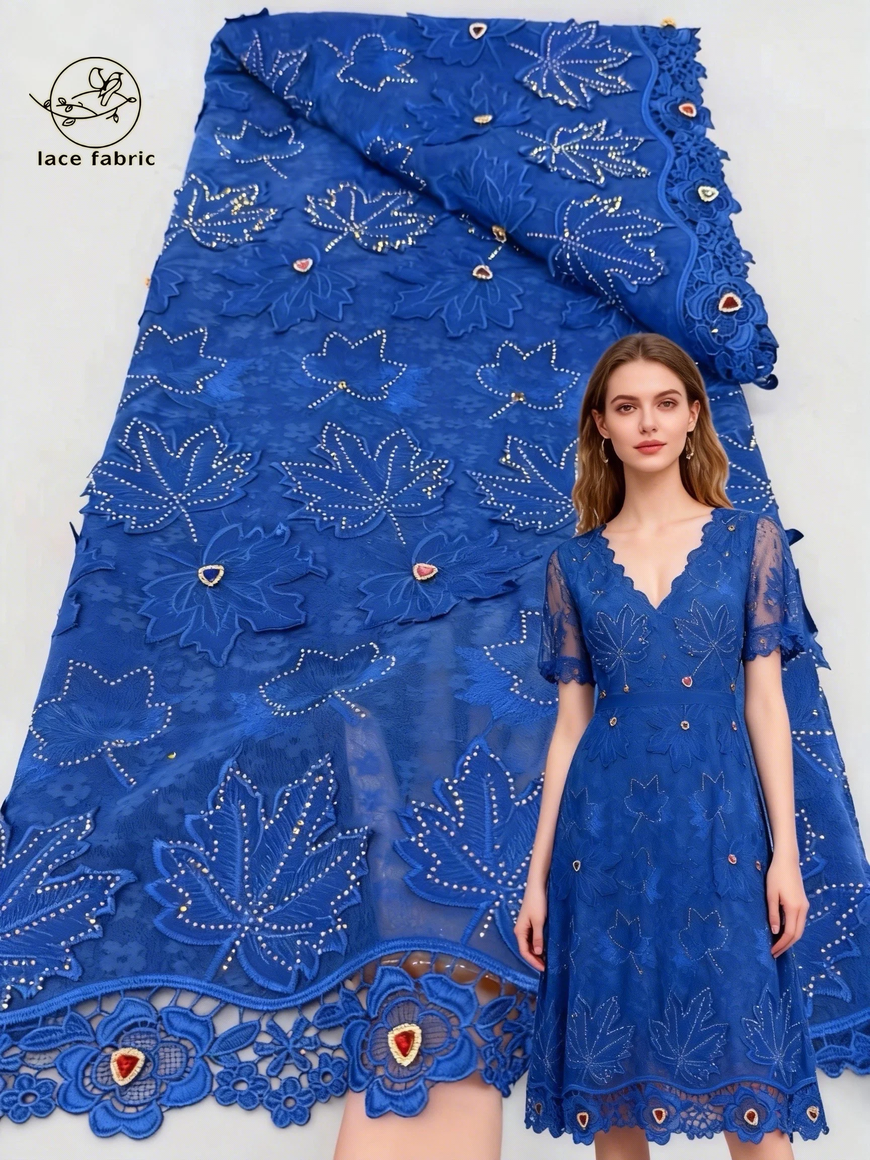 

Latest Cord Guipure Lace Fabric Crystals African Lace Fabric 2026 High Quality Nigerian Water Soluble Stones Material for Dress