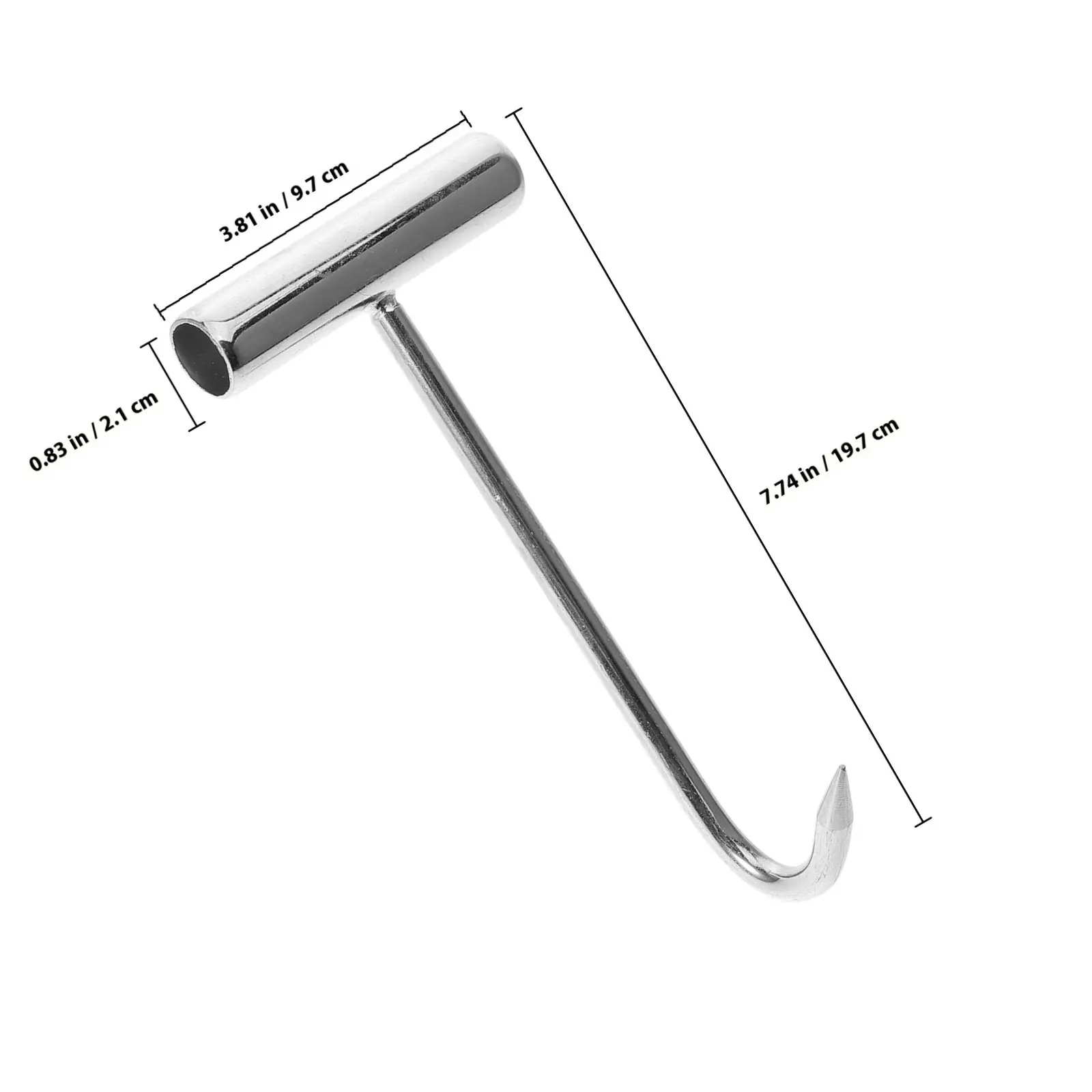 Stainless Steel T-Handle Meat Hook Ergonomic Grip for Grilling Shop Butchering Hanging Lifting Beef Lamb Picnic Barbecue Food