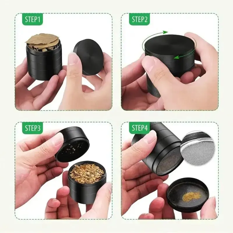 1pc 40mm 4-layer Zinc Alloy Hand Movement Tobacco Grinder Herb Grinder Spice Crusher Kitchen Supplies