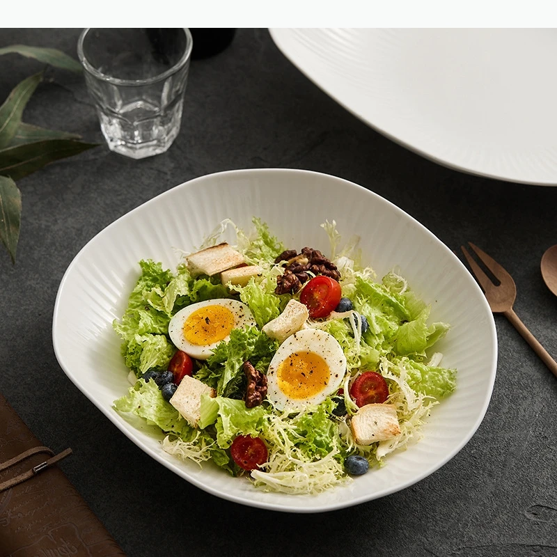 

White Ceramic Dining Plate Serving Plate Soup Plates Fruit Dessert Western Style Steak Plates Noodle Bowls Dish