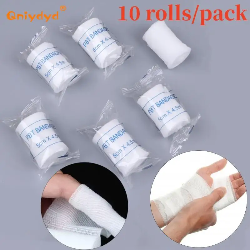 

10 rolls/pack First Aid Kit Gauze roll Dressing 5cmx4.5m PBT Elastic Bandage